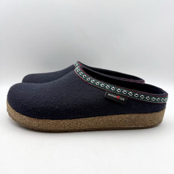 Haflinger Mens GZ Grizzly Clogs EU 45 US 12 Blue Wool Felt Leather Trim EUC main image 13